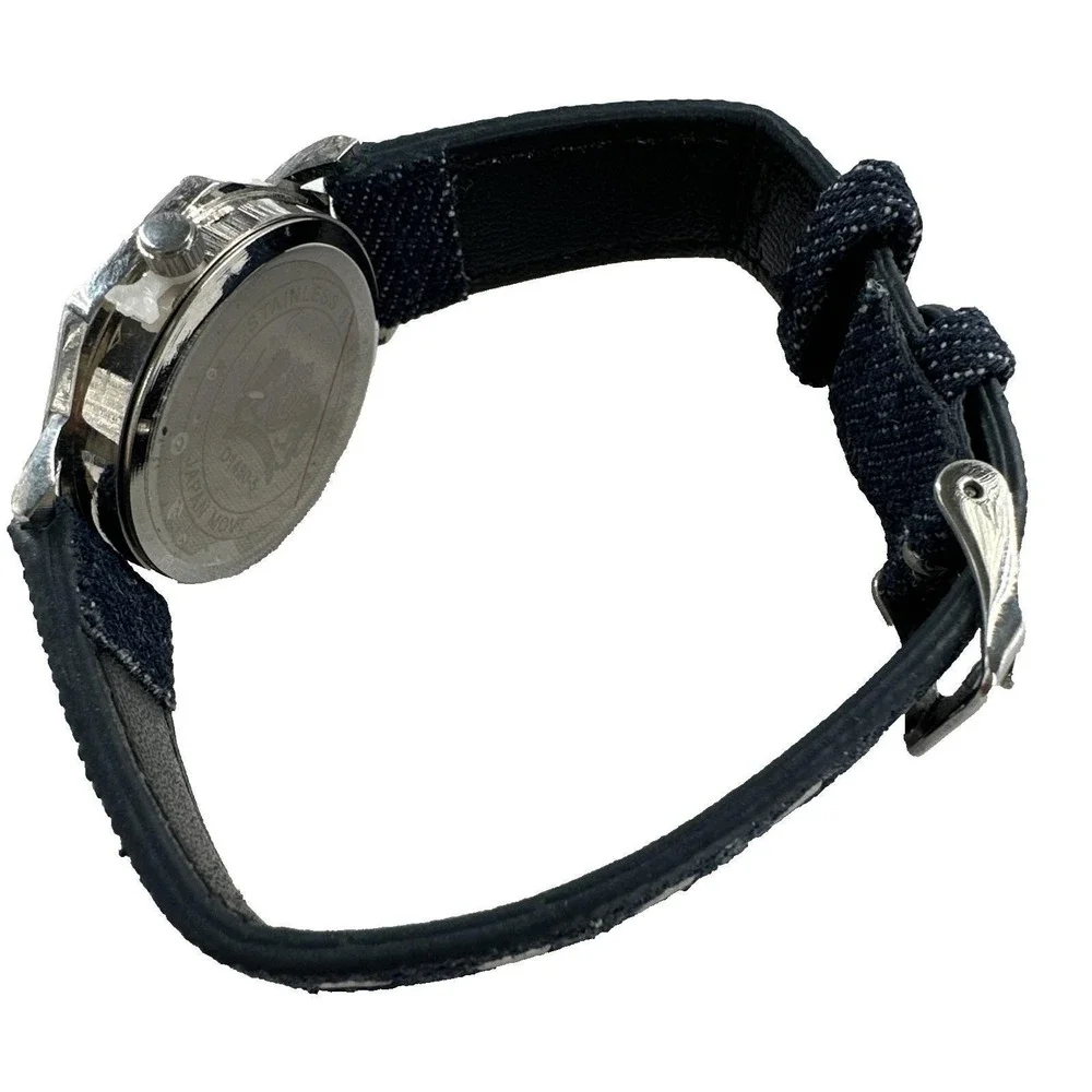 Varsales Octagon Quartz Watch Womens OS Blue Denim‎ Strap Silver D1480-5 Good